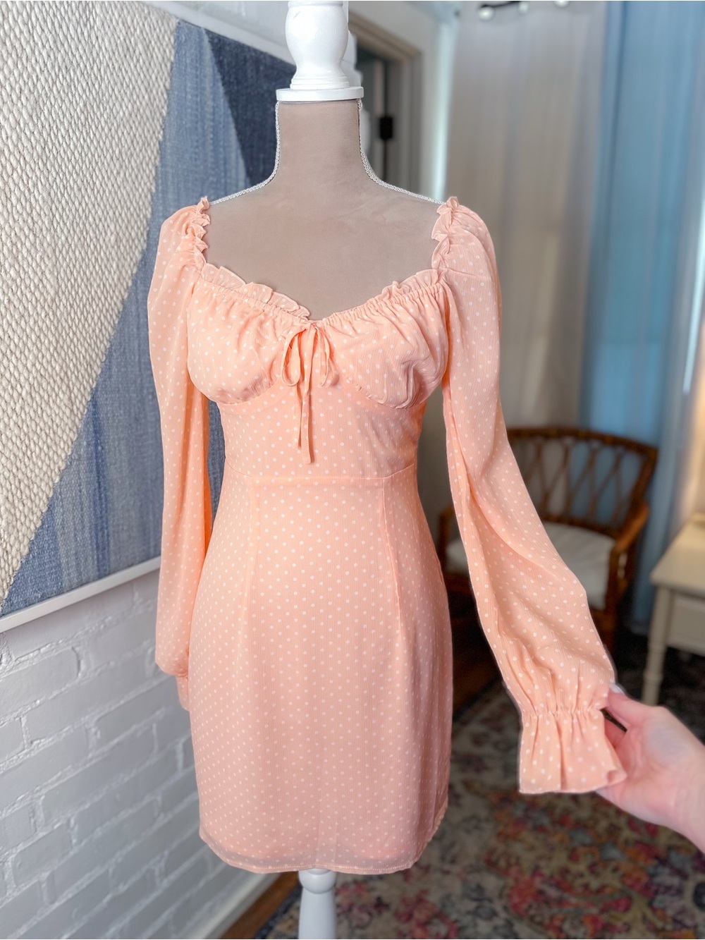 NastyGal Pink and White Polka Dot Dress
